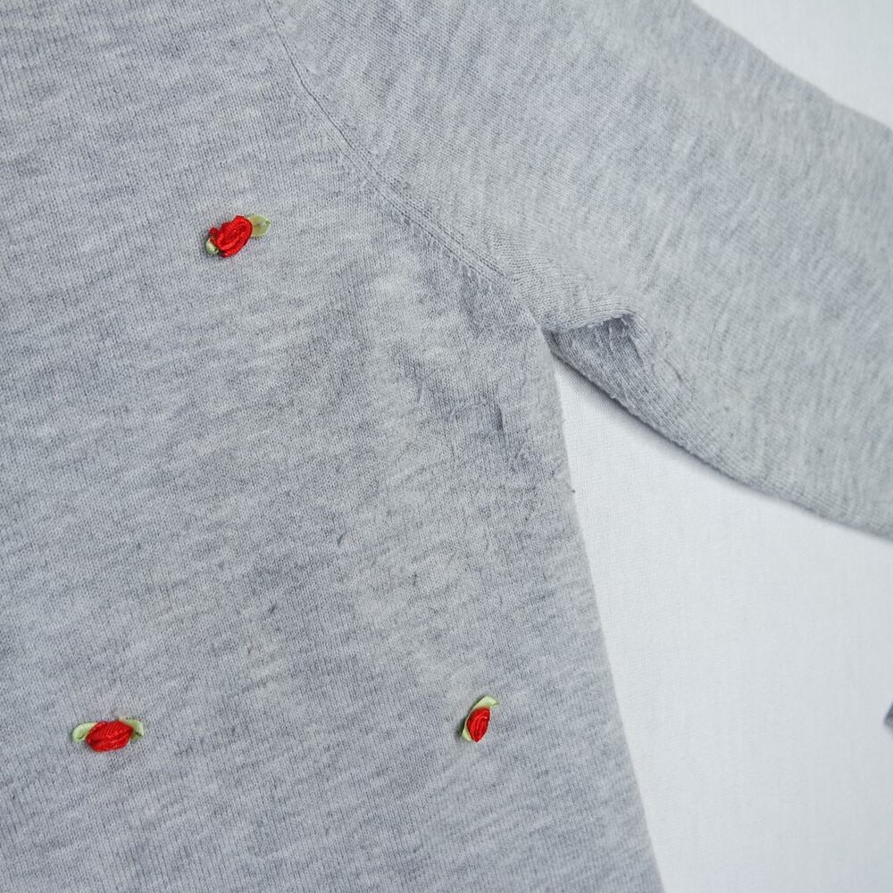 Wild Fable Gray Knit Cardigan Sweater Rose Embroidered Women's Size M - Picture 6 of 10